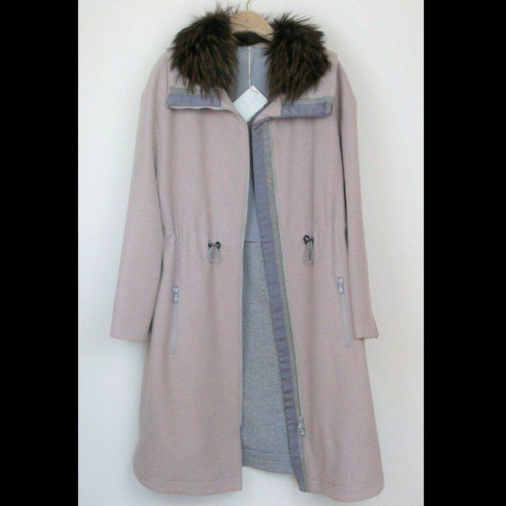 NWT$9450 Brunello Cucinelli Wool Cashmere Fur Coat